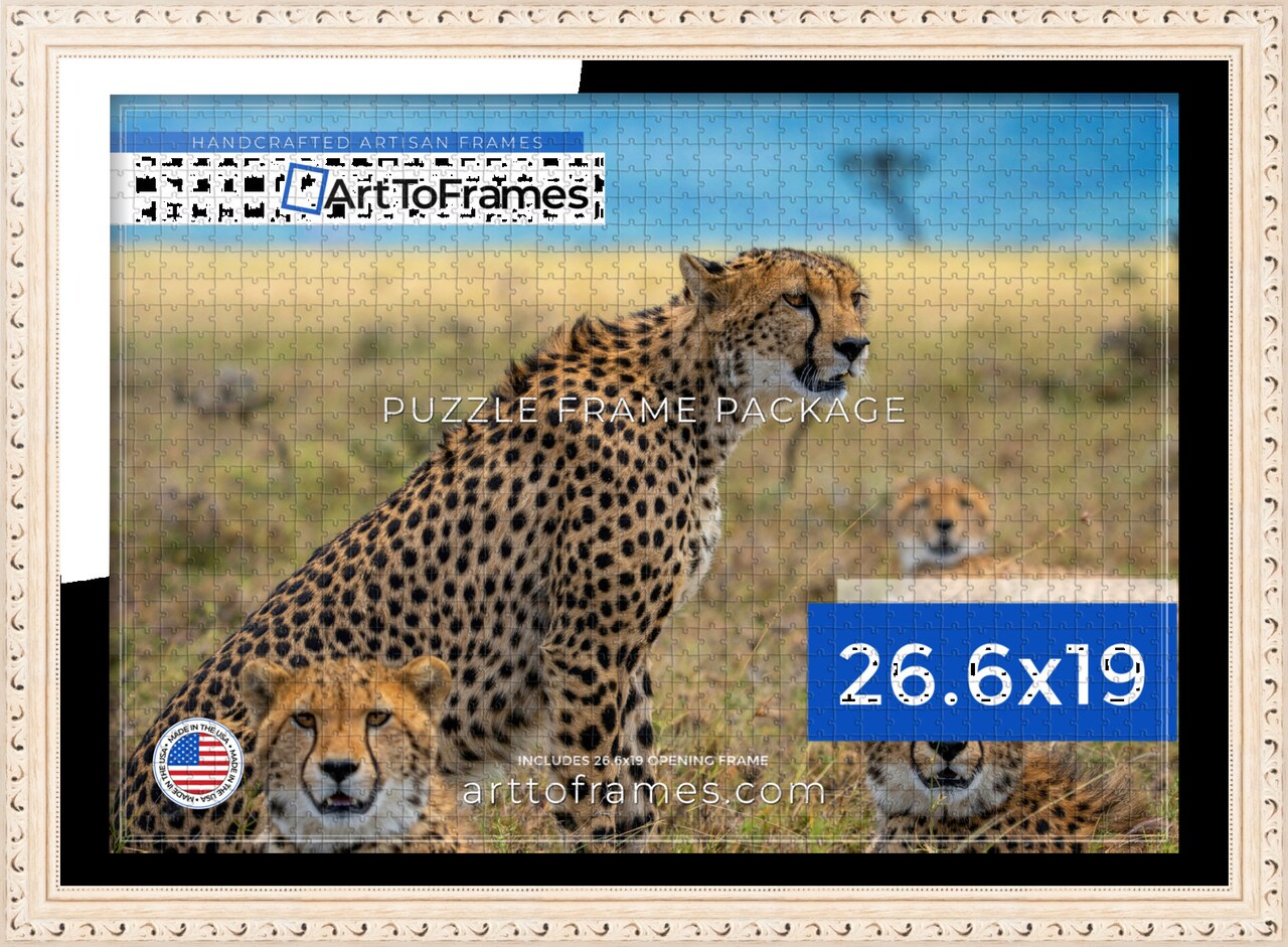 ArtToFrames 26.6x19 INCH / 68x48 CM Puzzle Frame for 1000 piece Puzzles.This 1.25 Inch Custom Wood Frame for Puzzles Comes with Economy Acrylic, Available in Multiple Colors